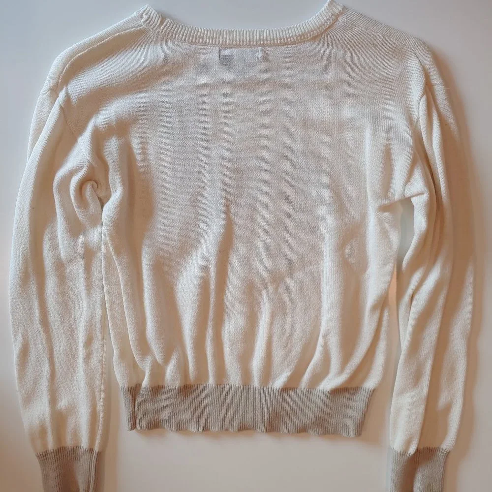 Gap Kids | Cream Pullover Sweater with Knitted In Platinum Sparkle Dachshund | L
